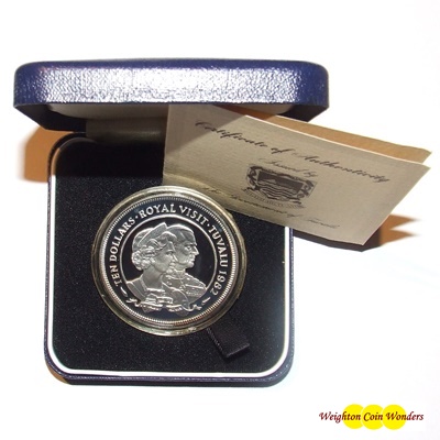 1982 $10 Silver Proof Coin - Royal Visit Tuvalu